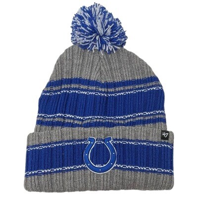 Indianapolis Colts Men's 47 Graphite Rexford Cuffed Pom Knit Hat