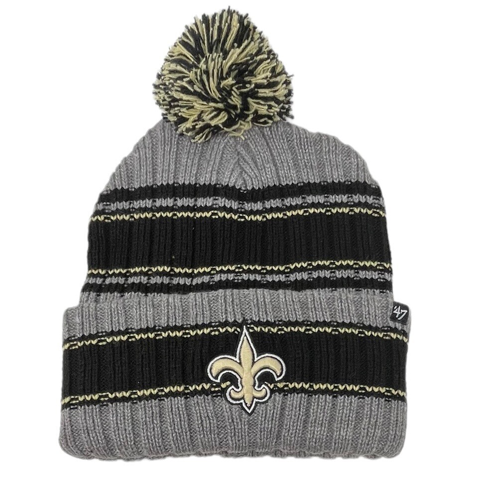 New Orleans Saints Men's 47 Graphite Rexford Cuffed Pom Knit Hat