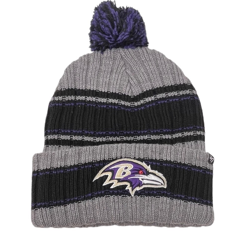 Baltimore Ravens Men's 47 Graphite Rexford Cuffed Pom Knit Hat