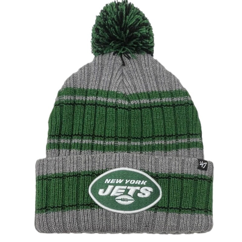 New York Jets Men's 47 Graphite Rexford Cuffed Pom Knit Hat