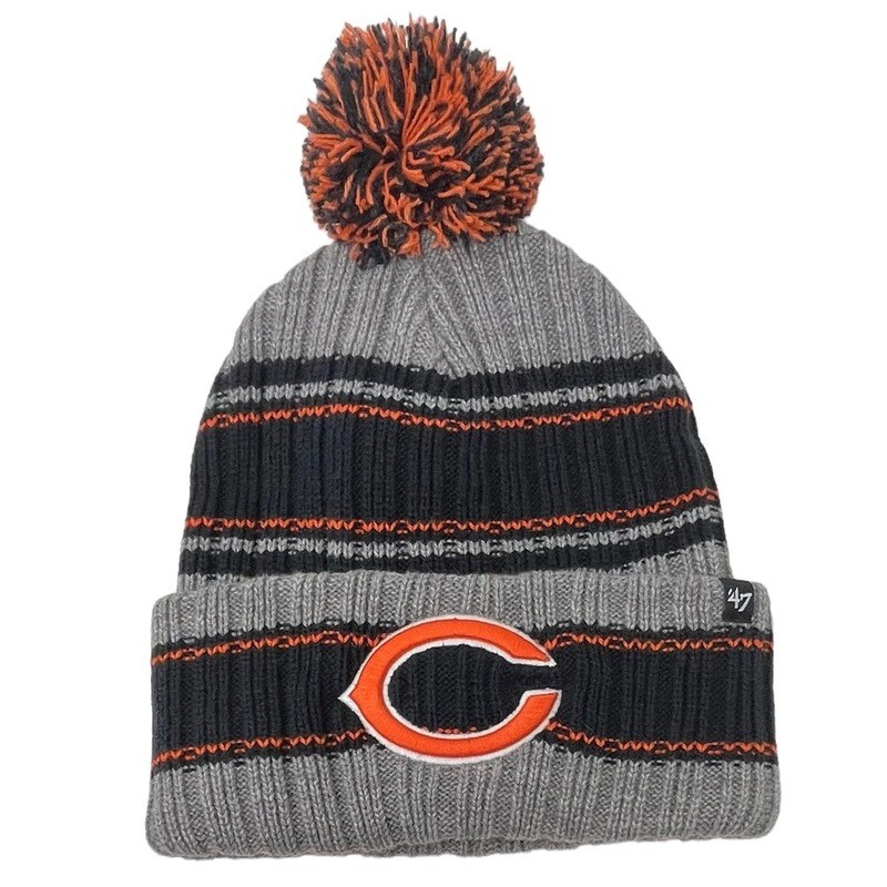 Chicago Bears Men's 47 Graphite Rexford Cuffed Pom Knit Hat