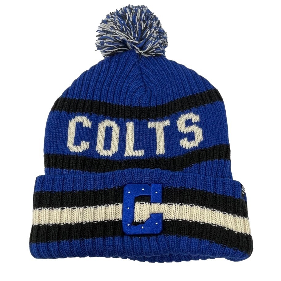 Indianapolis Colts Men's 47 Bering Cuffed Pom Knit Hat