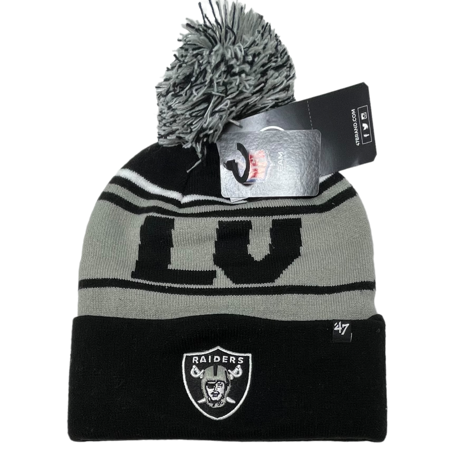 Las Vegas Raiders Men’s 47 Brand Cuffed Pom Knit Hat