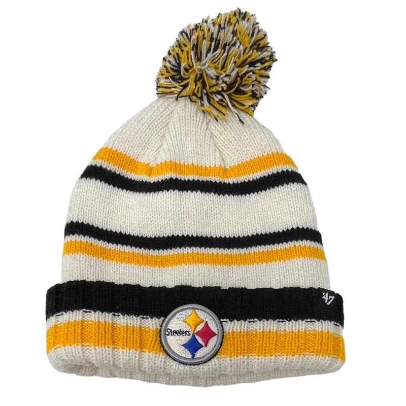 Pittsburgh Steelers Kids 47 Brand Cuffed Pom Knit Hat