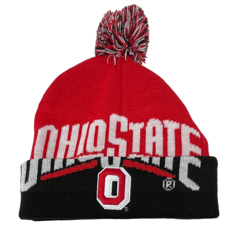 Ohio State Buckeyes Men’s Mitchell & Ness Cuffed Pom Knit Hat