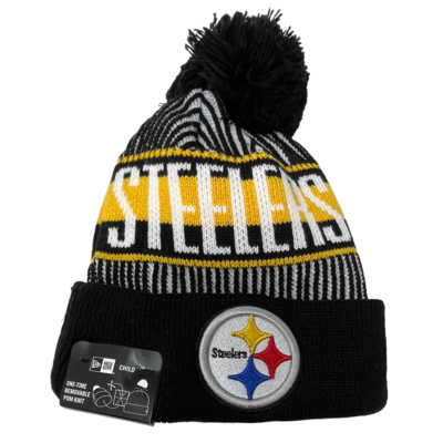 Pittsburgh Steelers Child New Era Striped Cuffed Pom Knit Hat