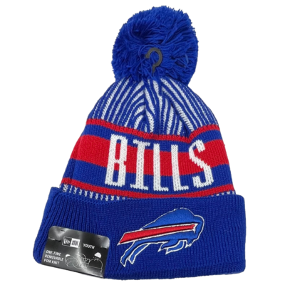 Buffalo Bills Child New Era Striped Cuffed Pom Knit Hat