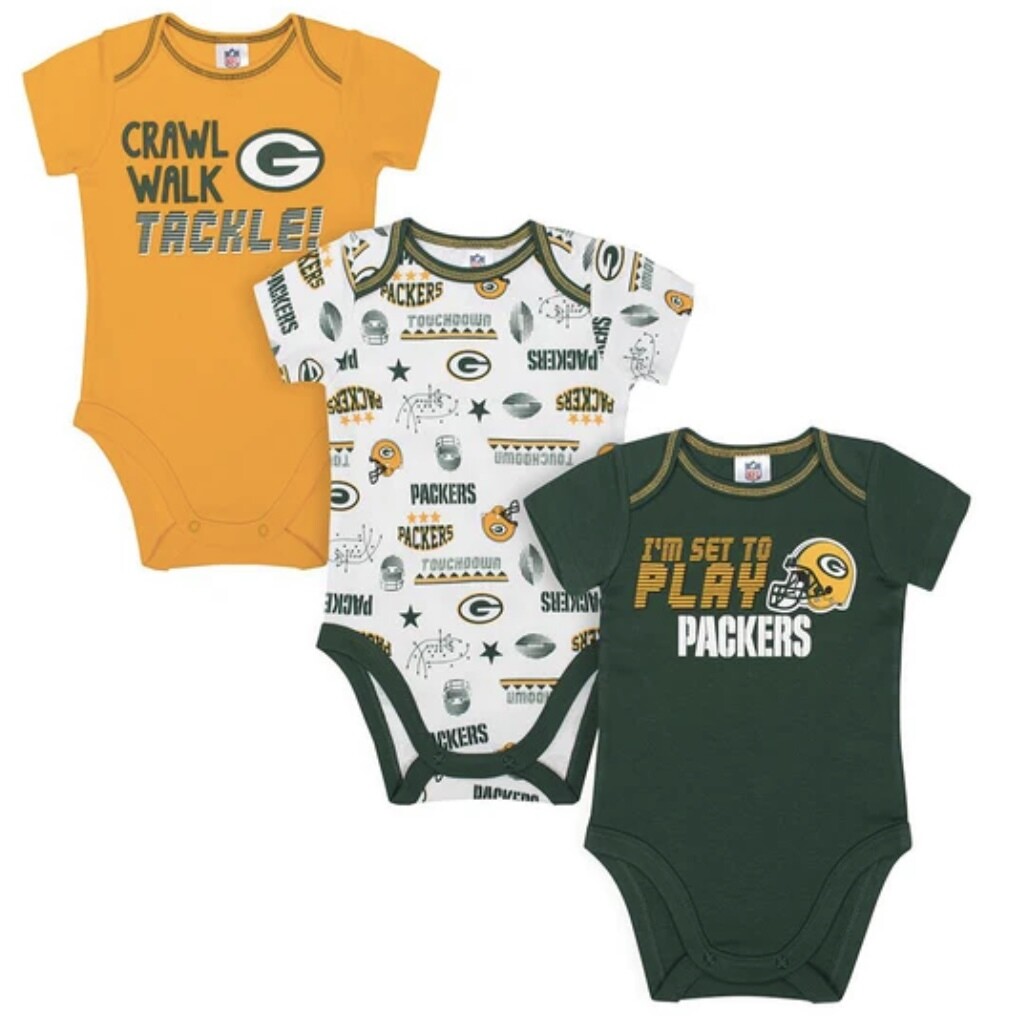 Green Bay Packers Gerber Baby 3 pc. Short Sleeve Onesie Set