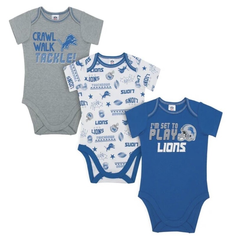 Detroit Lions Gerber Baby 3 pc. Short Sleeve Onesie Set