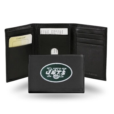 New York Jets Leather Embroidered Tri-Fold Wallet