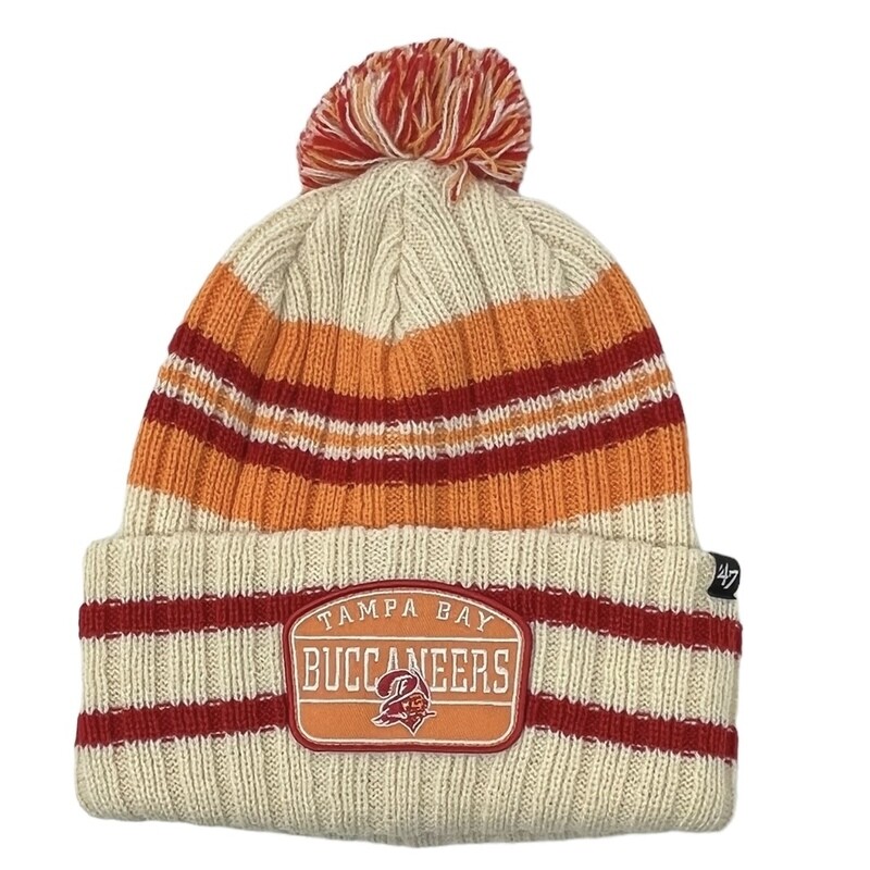 Tampa Bay Buccaneers Men's 47 Natural Cuffed Pom Knit Hat