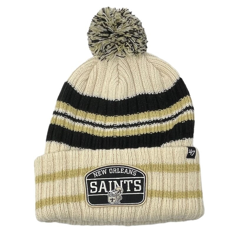 New Orleans Saints Men's 47 Natural Cuffed Pom Knit Hat
