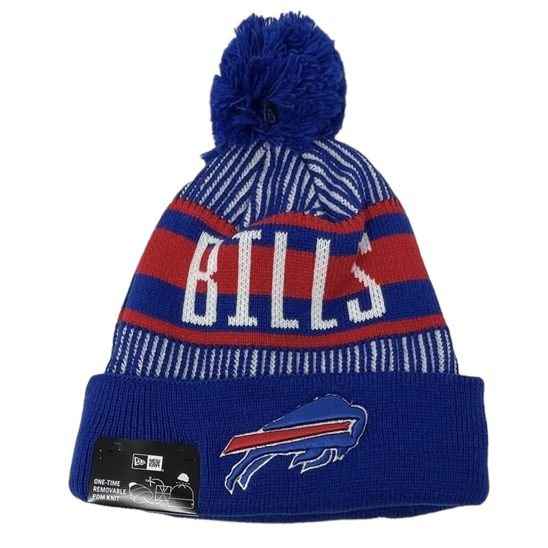 Buffalo Bills Men's New Era Striped Cuffed Pom Knit Hat