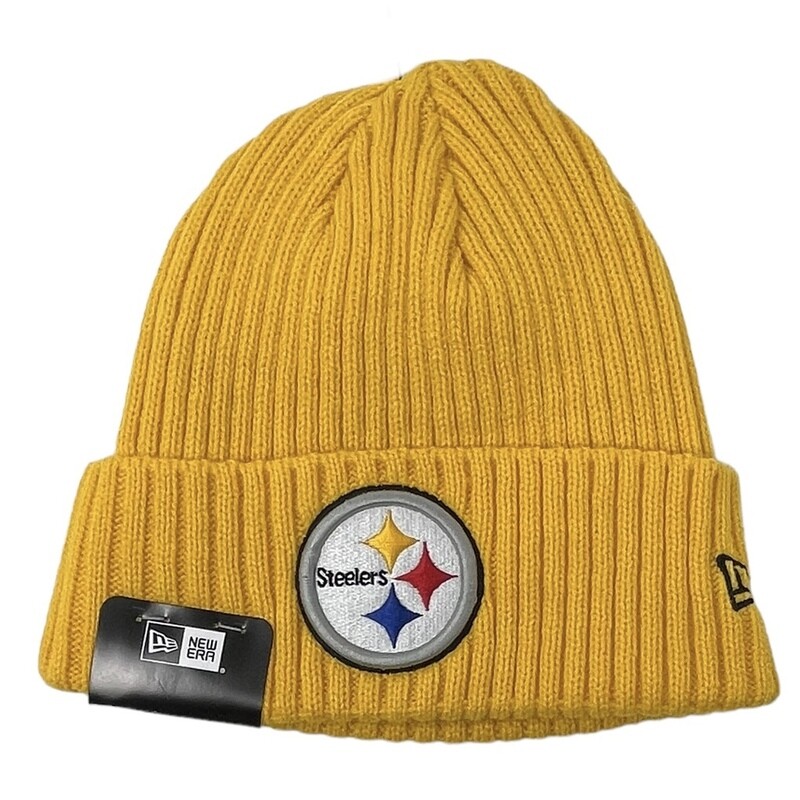 Pittsburgh Steelers Men's New Era Yellow Logo Core Classic Cuffed Knit Hat