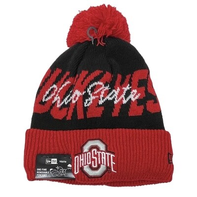 Ohio State Buckeyes Youth New Era Confident Knit Pom Hat