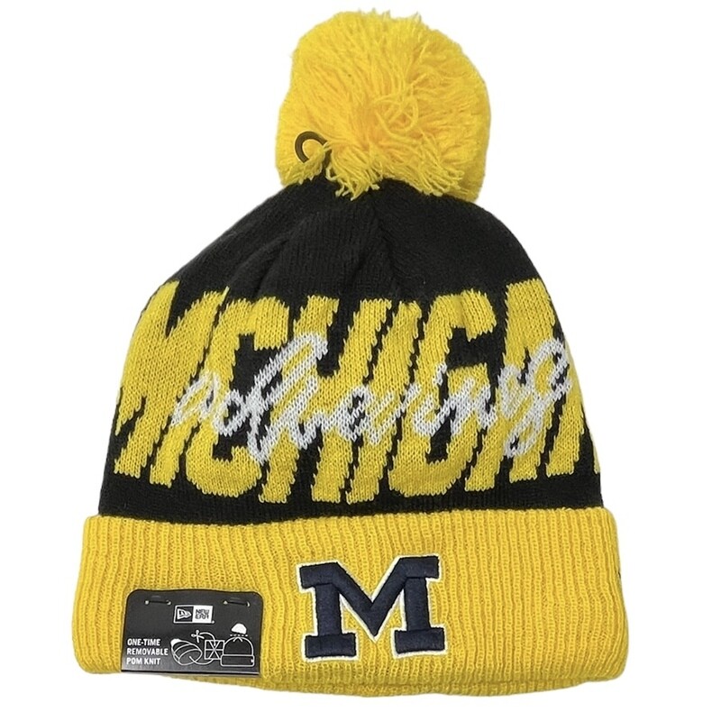 Michigan Wolverines Men’s New Era Confident Knit Pom Hat