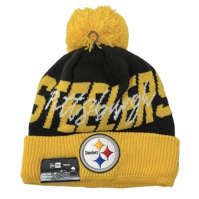 Pittsburgh Steelers Youth New Era Confident Knit Pom Hat