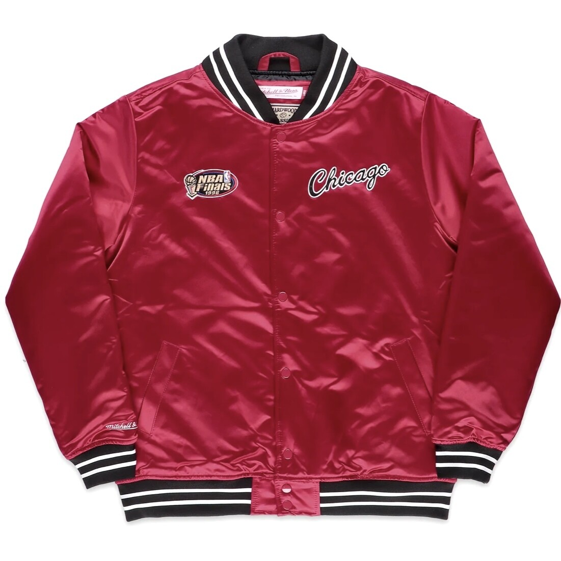 Chicago Bulls Men’s 1996 NBA Finals Heavyweight Full Button Satin Jacket