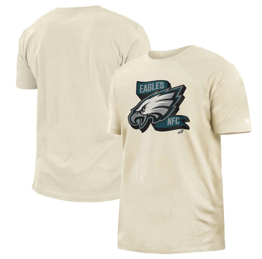 Philadelphia Eagles Men’s New Era Cream Sideline Chrome T-Shirt