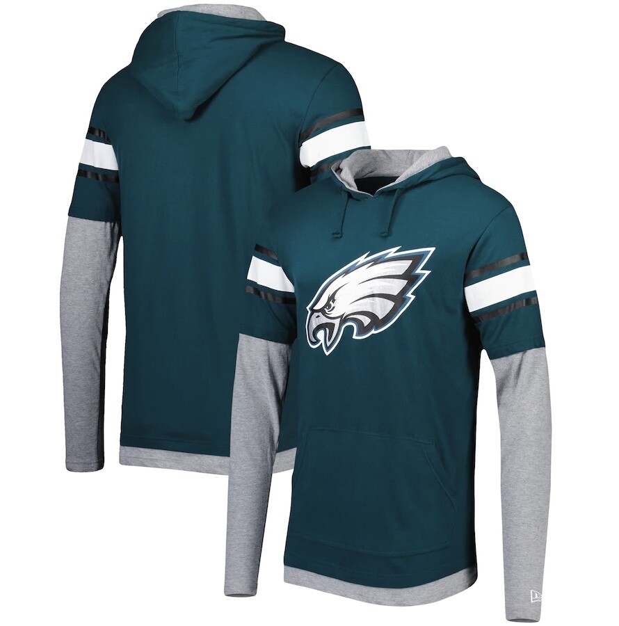 Philadelphia Eagles Men’s Midnight Green New Era Long Sleeve Hoodie T-Shirt