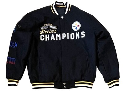 Pittsburgh Steelers Men’s 6X Super Bowl Champions Reversible Full Button Jacket