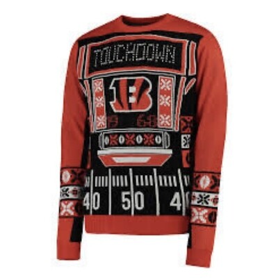 Cincinnati Bengals Men’s Touchdown Light ‘Em Up Ugly Christmas Sweater