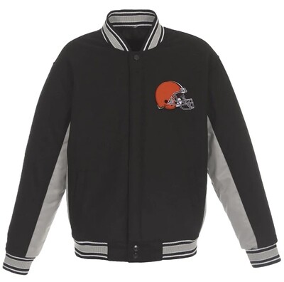 Cleveland Browns Men’s JH Design Black Wool Reversible Full-Snap Jacket