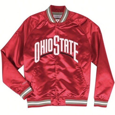Ohio State Buckeyes Men’s Mitchell & Ness Lightweight Satin Full-Snap Jacket