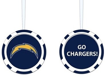 Los Angeles Chargers Poker Chip Christmas Ornament