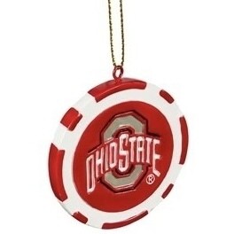 Ohio State Buckeyes Poker Chip Christmas Ornament