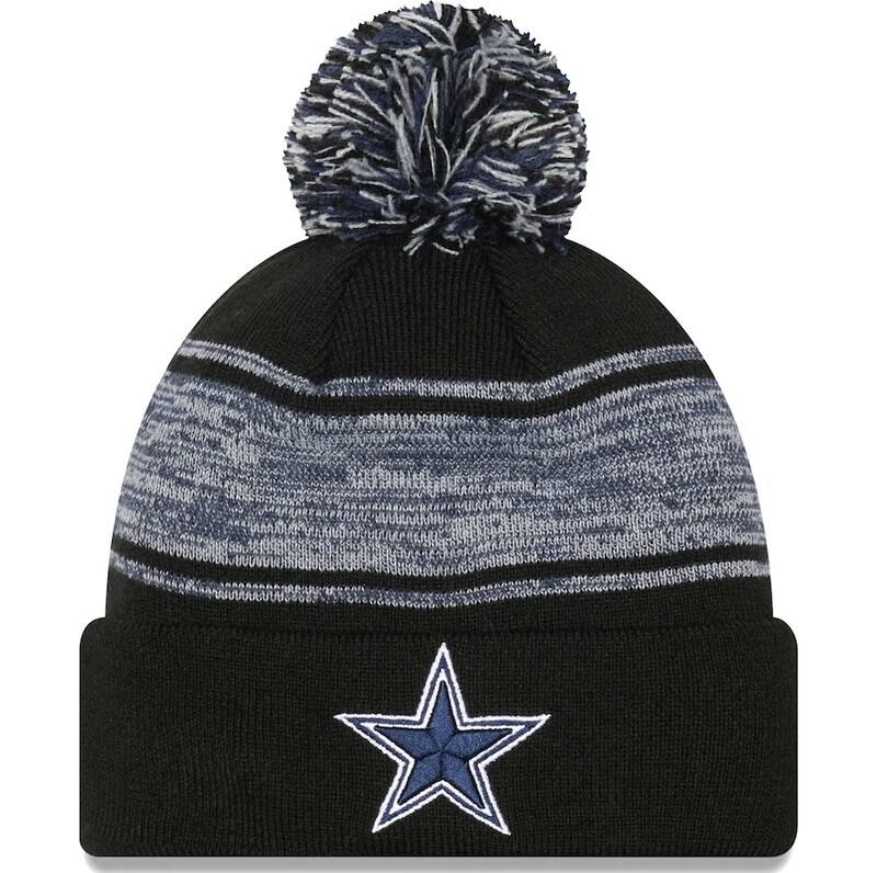 Dallas Cowboys Men's New Era Black Chilled Cuffed Pom Knit Hat