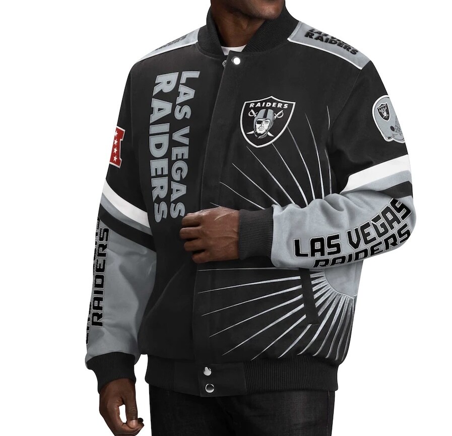 Las Vegas Raiders G-III Sports by Carl Banks Extreme Redzone Full-Snap Varsity  Jacket - Black