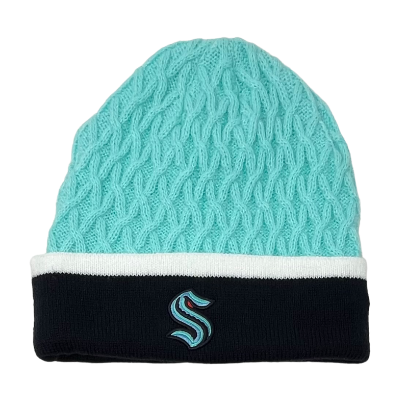 Seattle Kraken Women's Icy Blue Fanatics Branded Iconic Stripe Cuffed Knit Hat