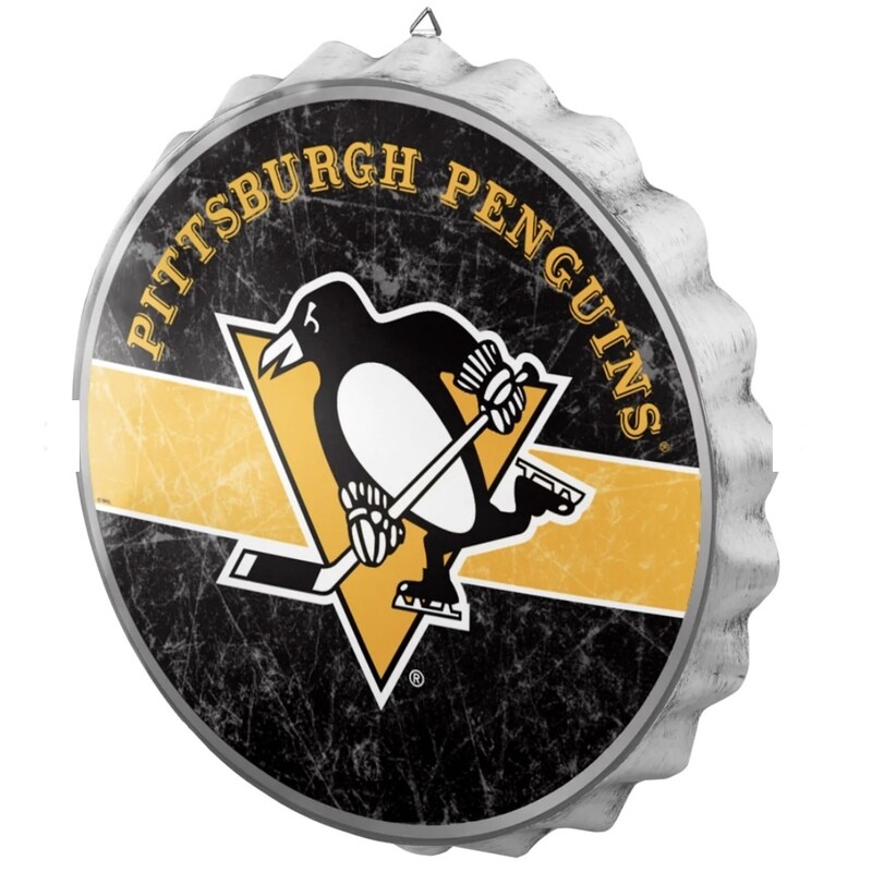 Pittsburgh Penguins Distressed Bottle Cap Sign