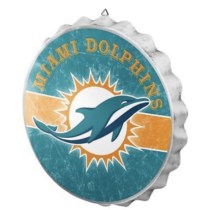 Miami Dolphins Distressed Bottle Cap Sign