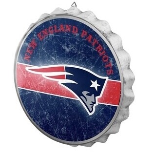 New England Patriots Distressed Logo Bottle Cap Sign