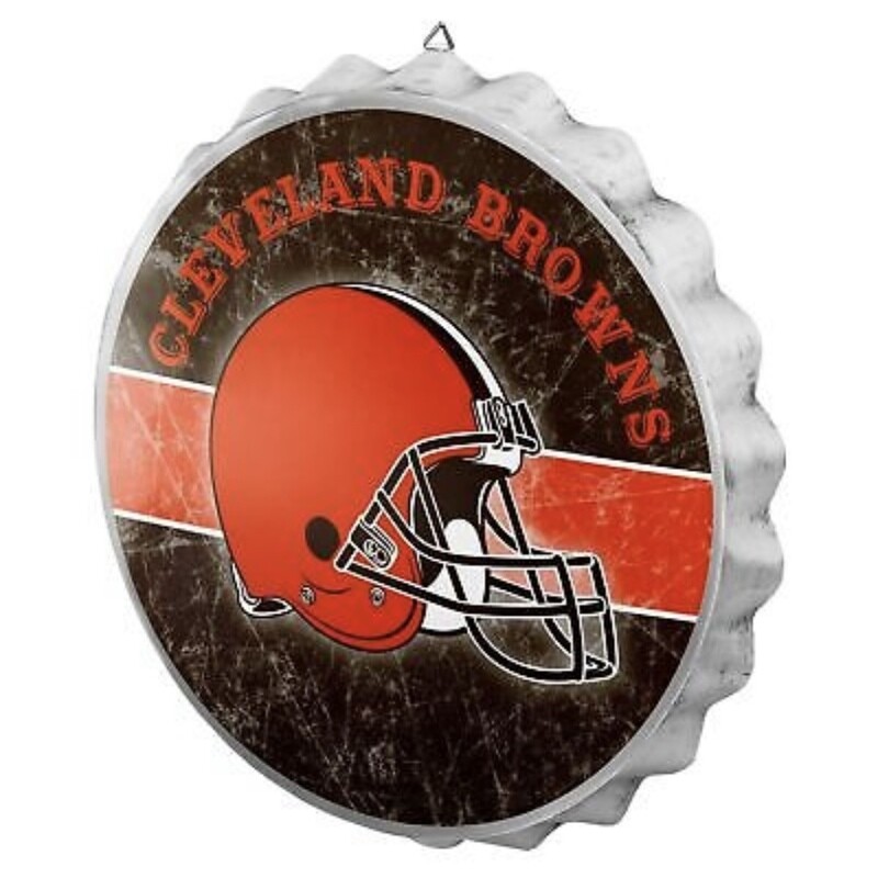 Cleveland Browns Distressed Bottle Cap Sign