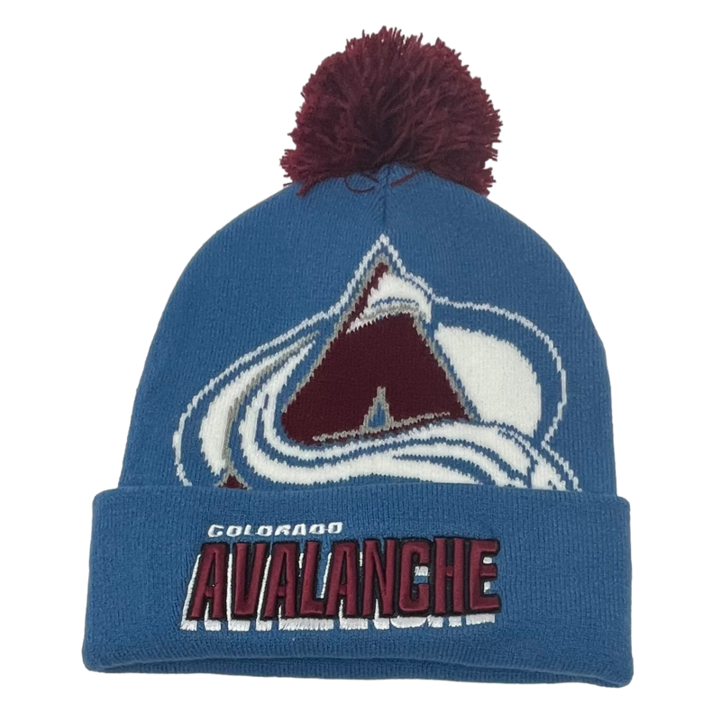 Colorado Avalanche Men’s NHL Punch Out Mitchell & Ness Cuffed Pom Knit Hat