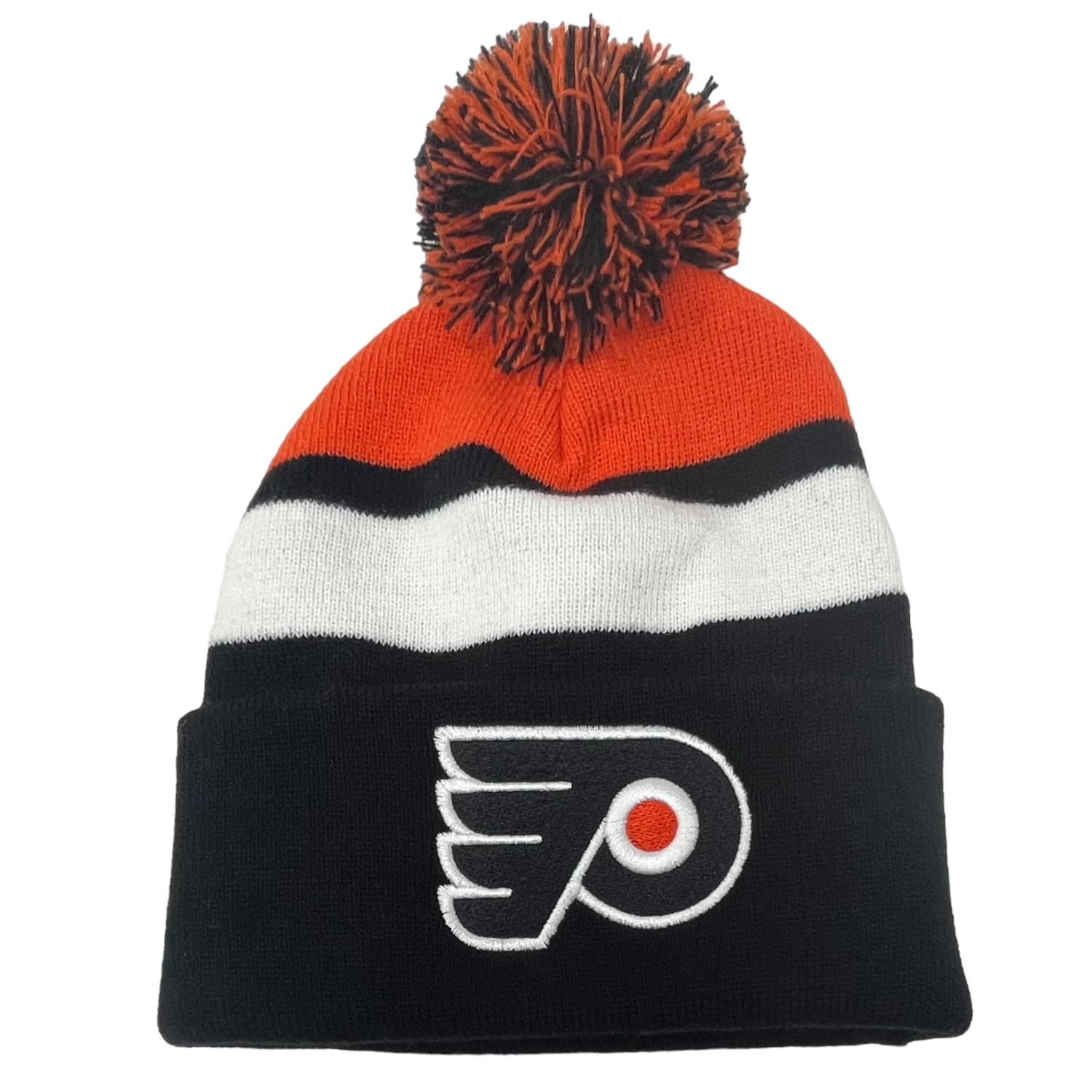 Philadelphia Flyers Men’s NHL Stripe Mitchell & Ness Cuffed Pom Knit Hat