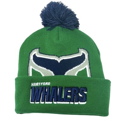 Hartford Whalers Men’s NHL Punch Out Mitchell & Ness Cuffed Pom Knit Hat
