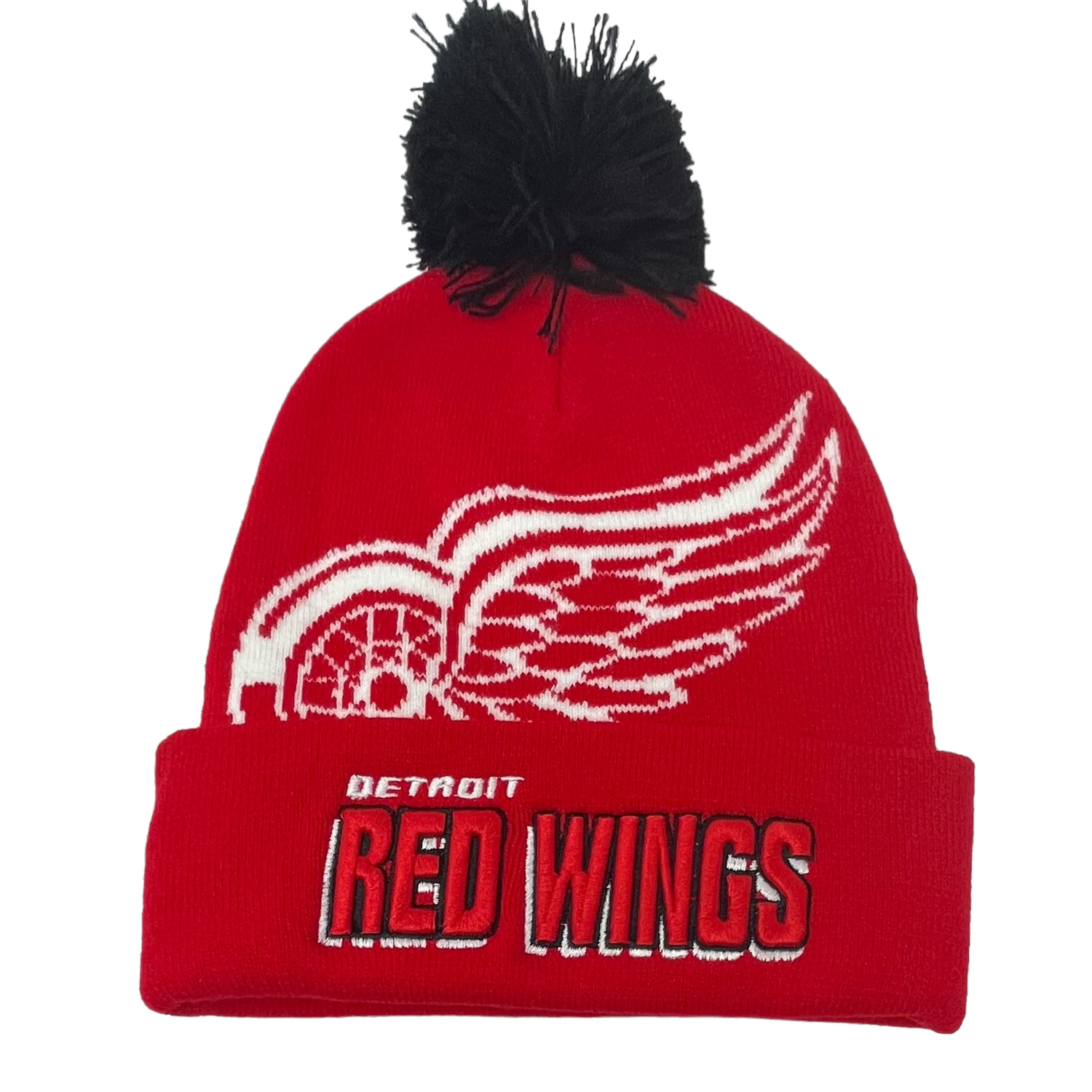 Detroit Red Wings Men’s NHL Punch Out Mitchell & Ness Cuffed Pom Knit Hat