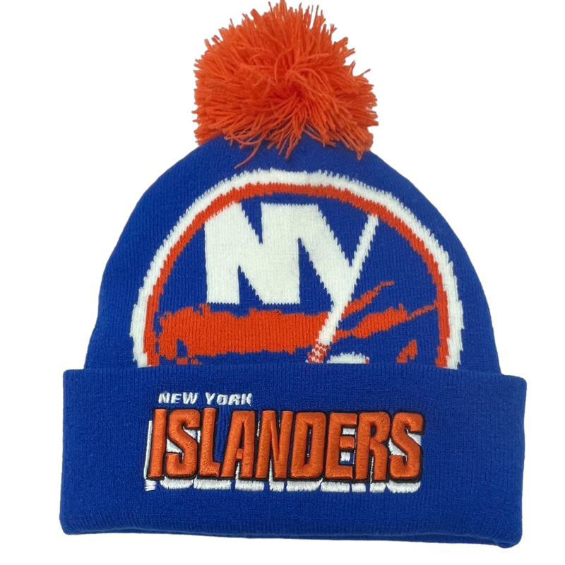 New York Islanders Men’s NHL Punch Out Mitchell & Ness Cuffed Pom Knit Hat