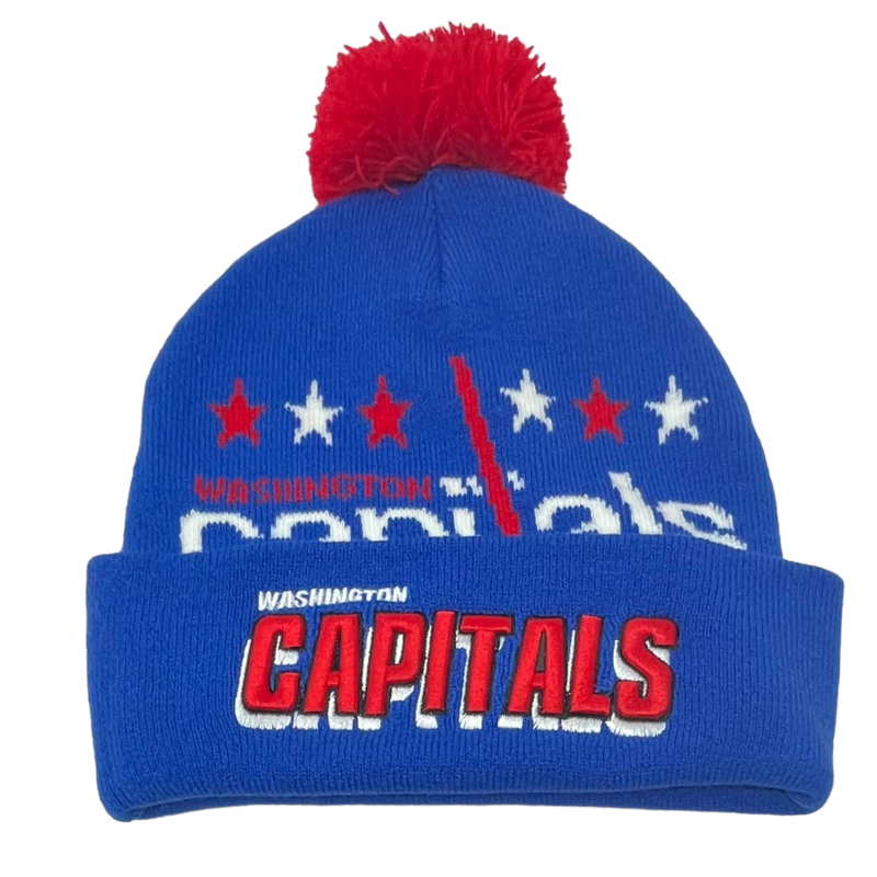 Washington Capitals Men’s NHL Punch Out Mitchell & Ness Cuffed Pom Knit Hat Washington Capitals Men’s NHL Punch Out Mitchell & Ness Cuffed Pom Knit Hat