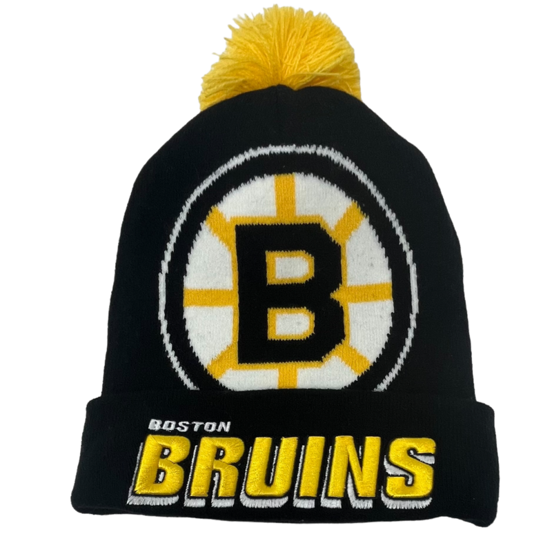 Boston Bruins Men’s NHL Punch Out Mitchell & Ness Cuffed Pom Knit Hat Boston Bruins Men’s NHL Punch Out Mitchell & Ness Cuffed Pom Knit Hat