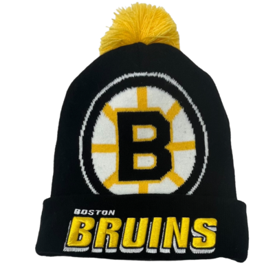 Boston Bruins Men’s NHL Punch Out Mitchell & Ness Cuffed Pom Knit Hat