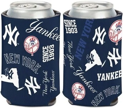 New York Yankees Scatter 12 Ounce Can Cooler Koozie New York Yankees Scatter 12 Ounce Can Cooler Koozie