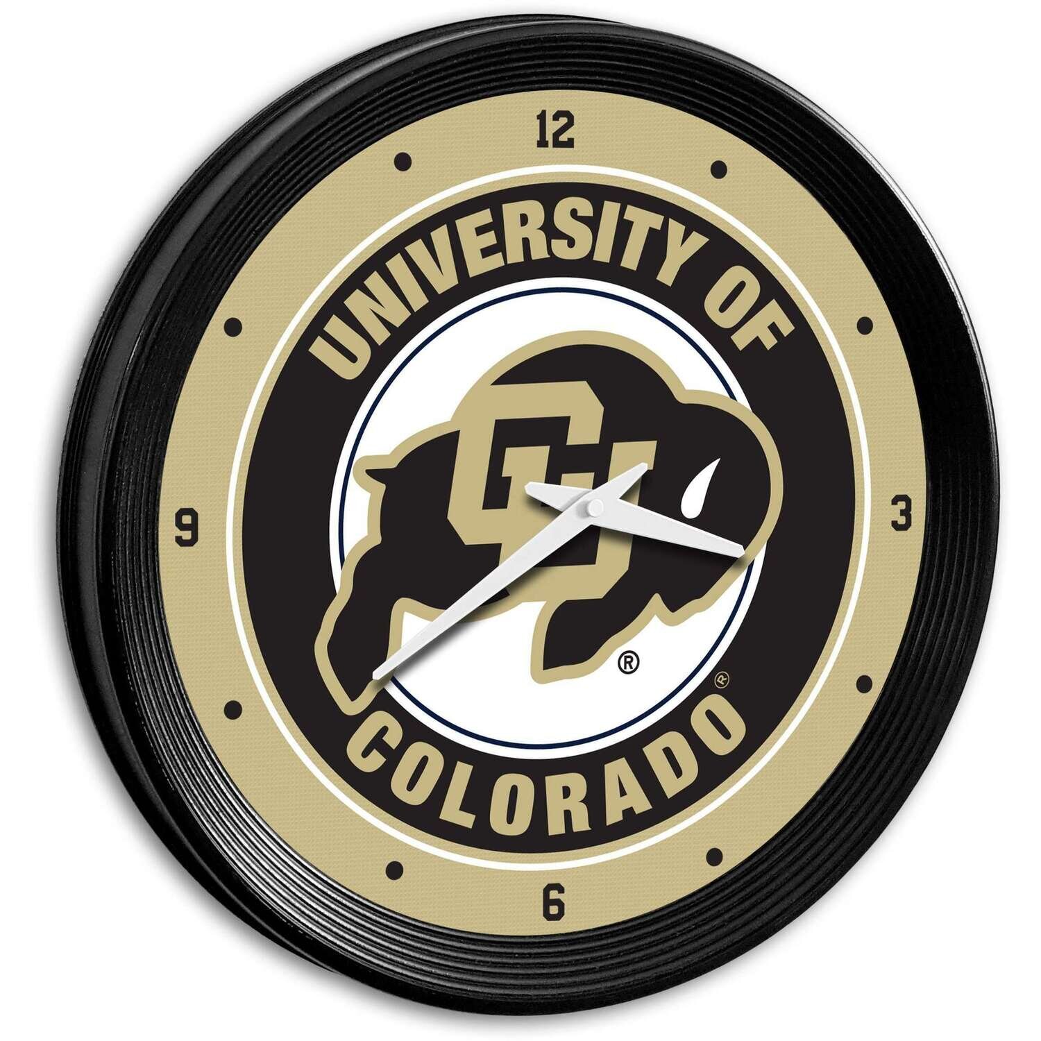 Colorado Buffaloes Ribbed Frame Wall Clock
