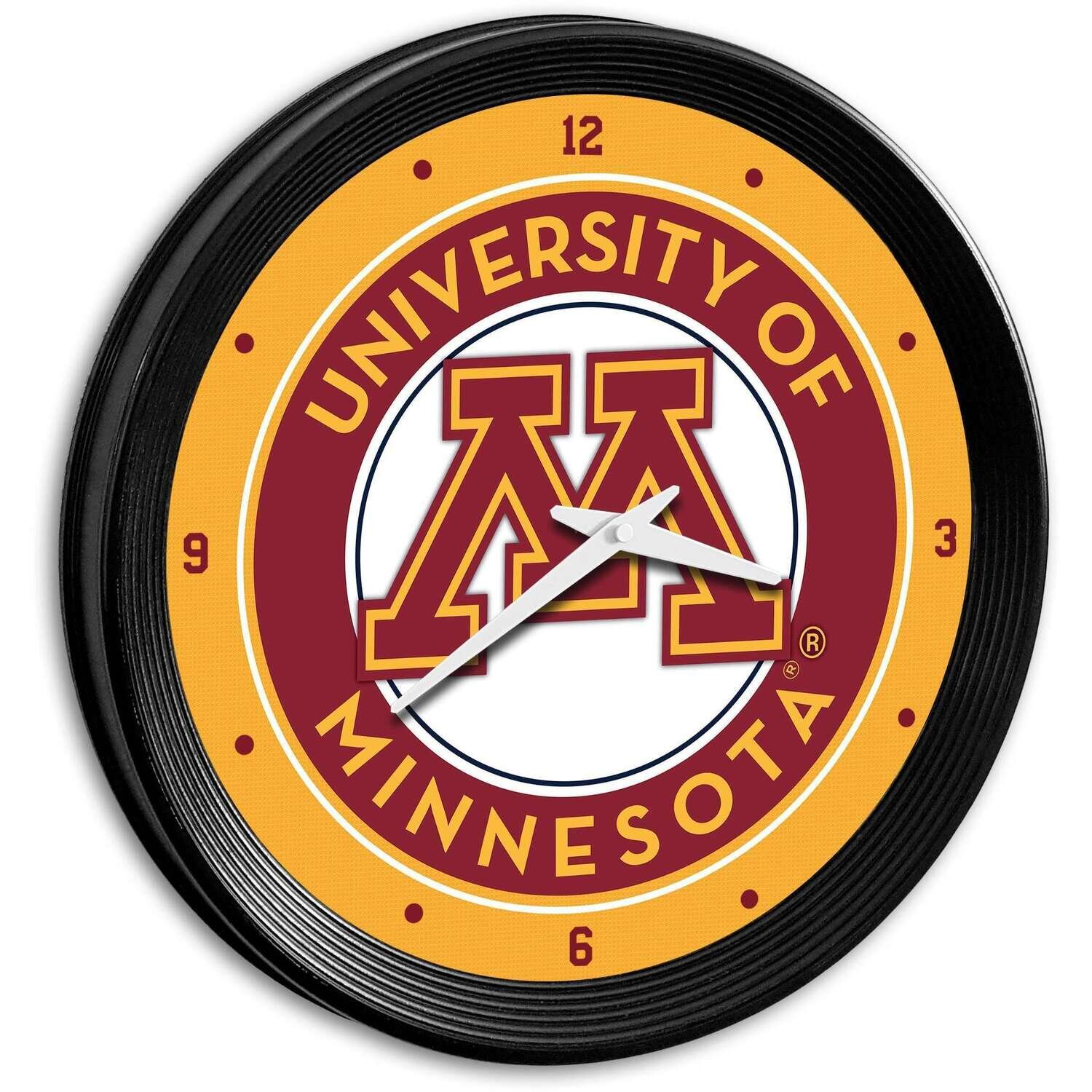 Minnesota Golden Gophers Ribbed Frame Wall Clock