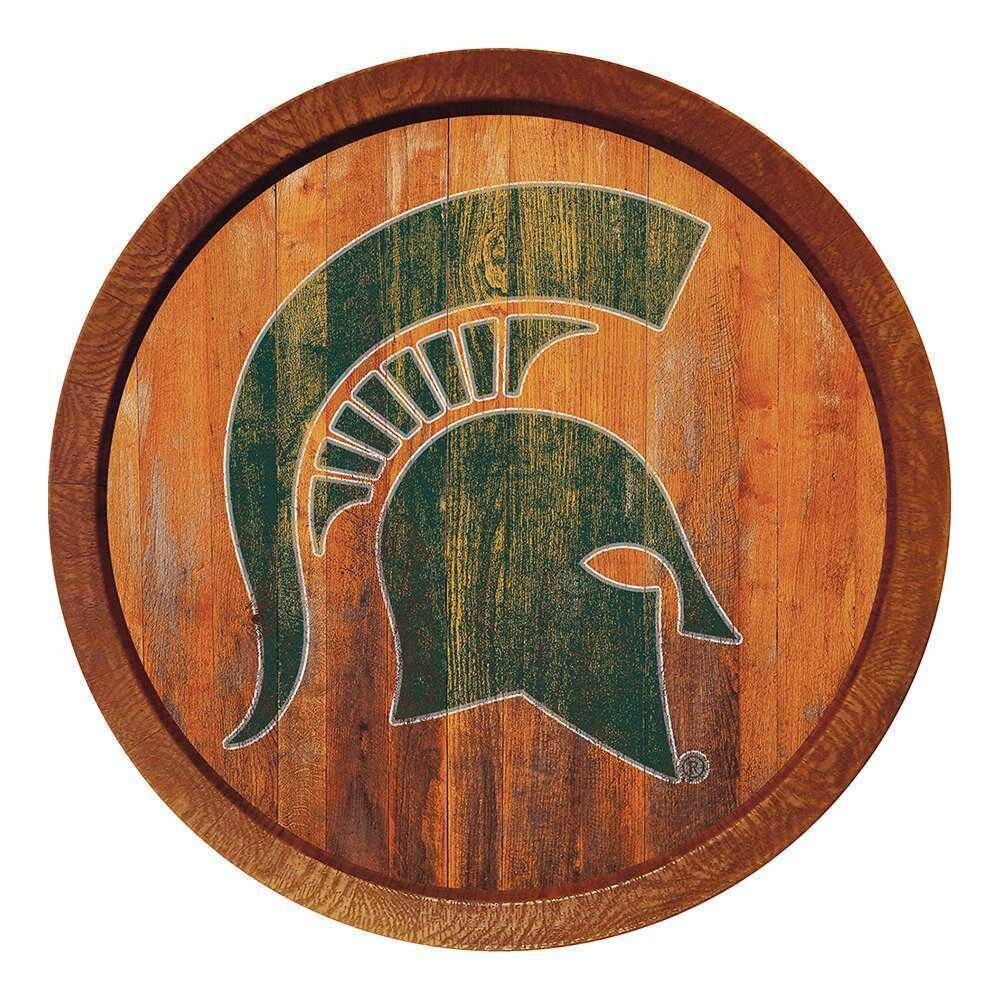 Michigan State Spartans Weathered "Faux" Barrel Top Sign