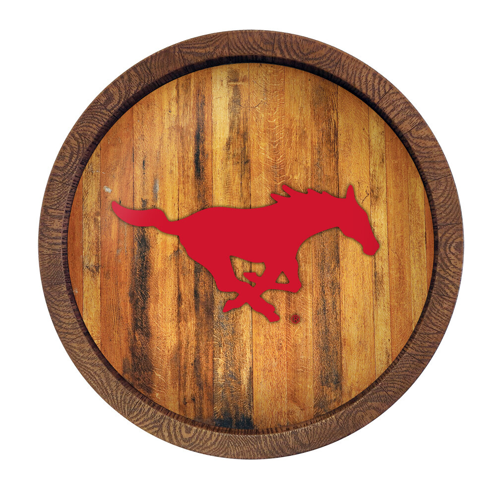 SMU Mustangs "Faux" Barrel Top Sign